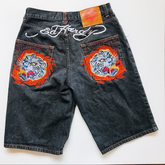 Ed Hardy Mens Denim Shorts Size 